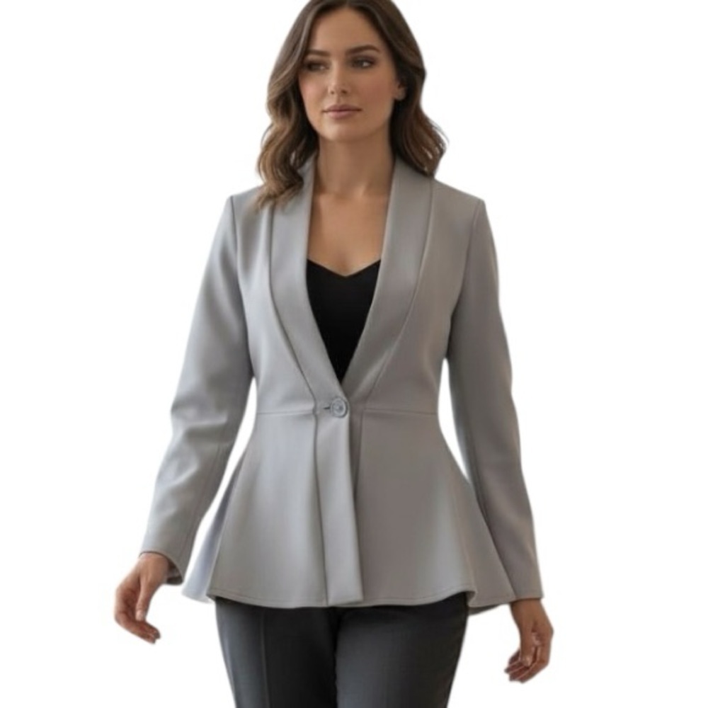 NWT Halara Medium Gray Peplum Single Button Blazer Office